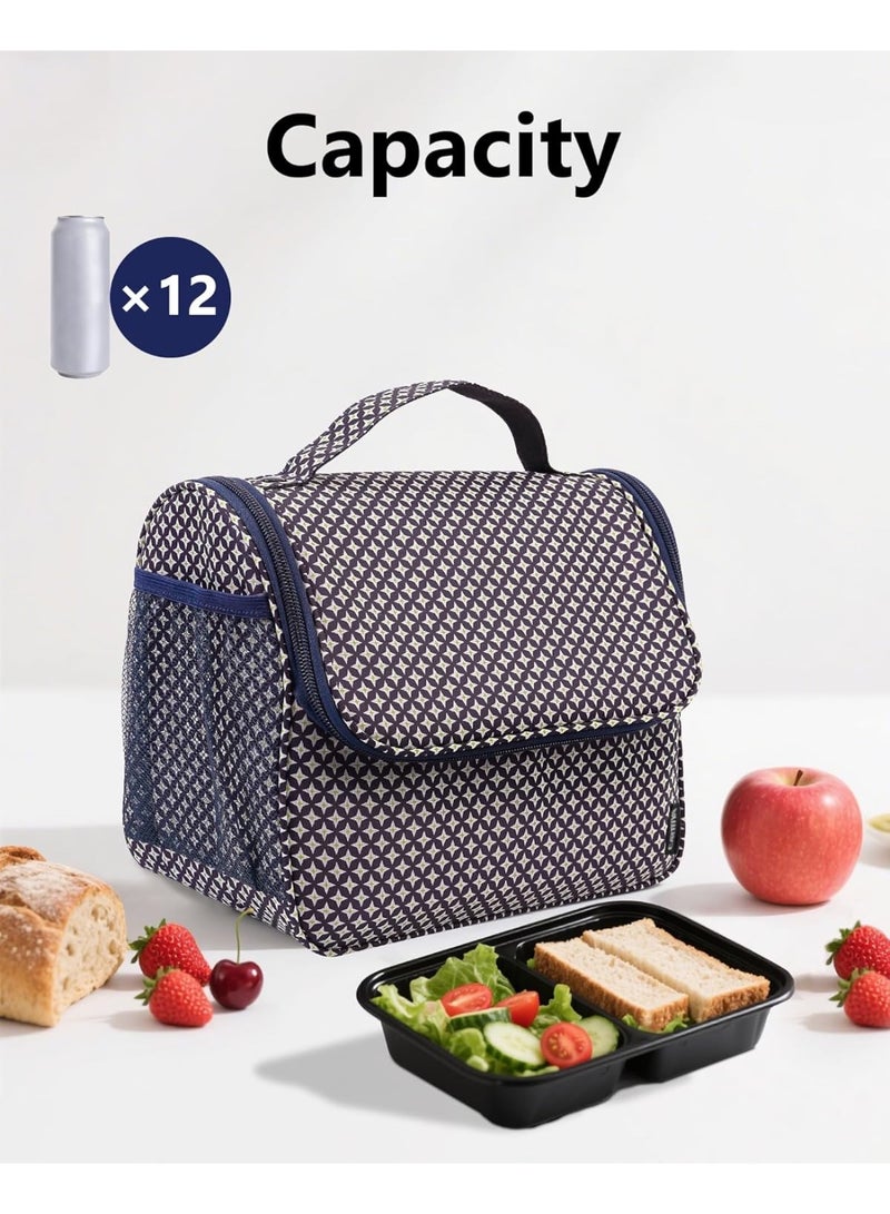 Carttiya Lunch Bag for Women Men Cute Lunch Tote Bags Reusable Insulated Lunch Box 12 Can Large Capacity Reusable Insulated Cooler for Work Picnic or Travel (Purple) - Image 4