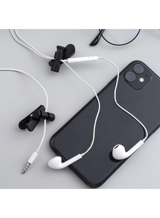 SUNSAR 4 Pack Headphone Wire Clips Earbud Cable Clips Black Earphone Cable Cord Clamp Hooks Collar Clothing Clip, Fixed Cables on The Clothes, for 2-4mm Wire - Image 5