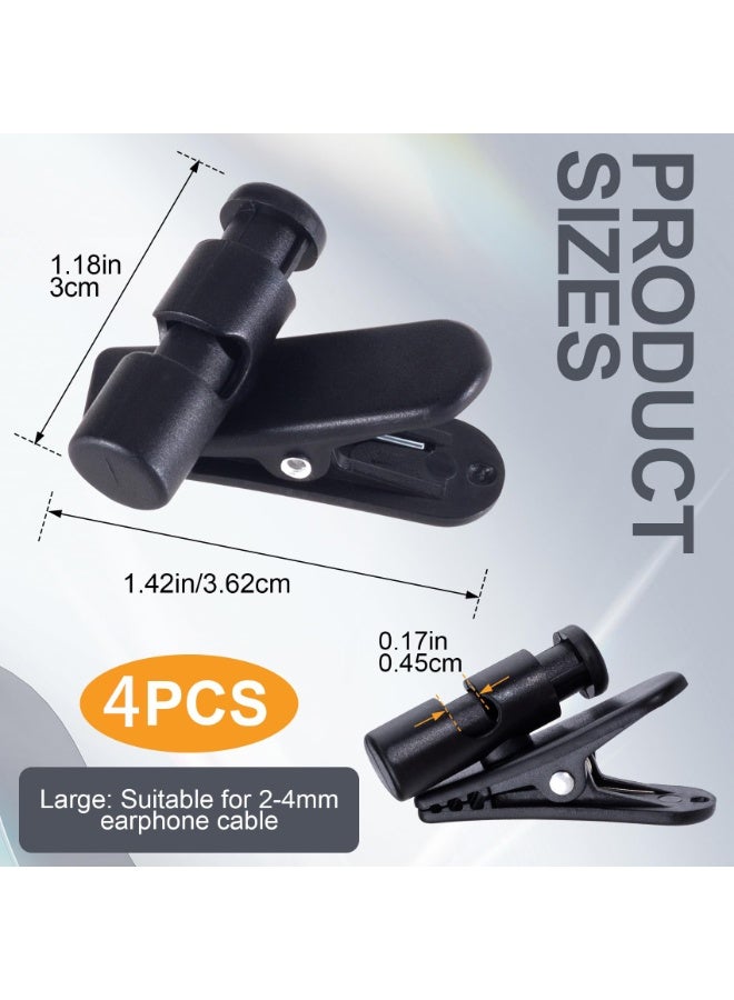 SUNSAR 4 Pack Headphone Wire Clips Earbud Cable Clips Black Earphone Cable Cord Clamp Hooks Collar Clothing Clip, Fixed Cables on The Clothes, for 2-4mm Wire - Image 2