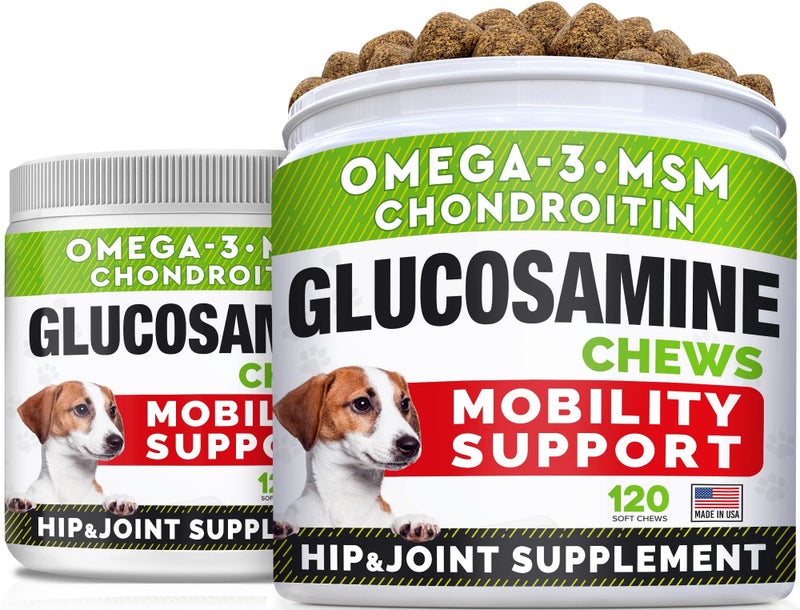StrellaLab Glucosamine for Large Dogs - Joint Supplement Large Breed w/Omega-3 Fish Oil - Chondroitin, MSM - Advanced Mobility Chews - Joint Pain Relief - Hip & Joint Care - Chicken Flavor - 240Ct - Made in USA - Image 1