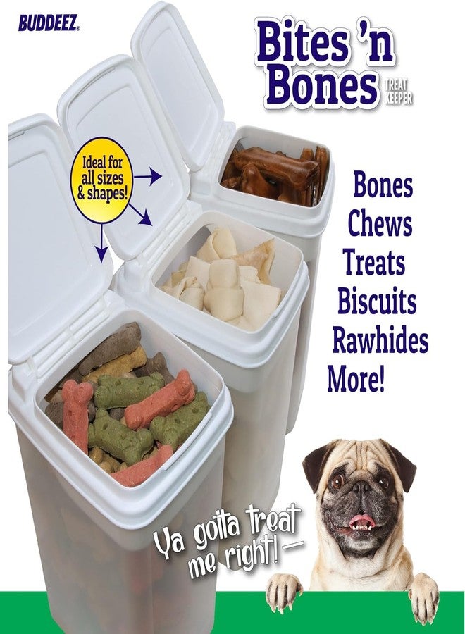 Buddeez Pet Treat Container for Dogs and Cats - 3.5 Quart Flip Top Storage Bin - Bites And Bones Design - Airtight Food Holder - Image 3