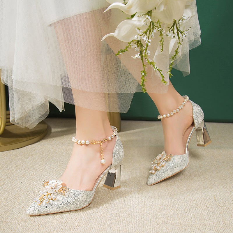 Fashion Silver High Heels Fairy Style 18 Years Old Adult Ceremony Crystal Bride Wedding Shoes French Stiletto Heel Not Tired Shoes - Image 3