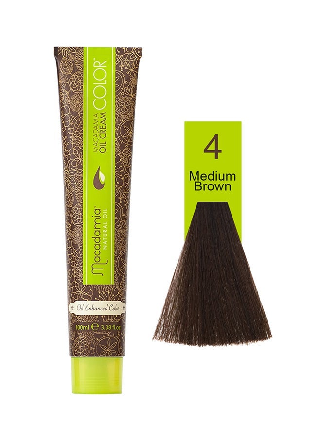 Macadamia Natural Oil Cream Hair Colour Medium Brown 4 100ml - Image 1