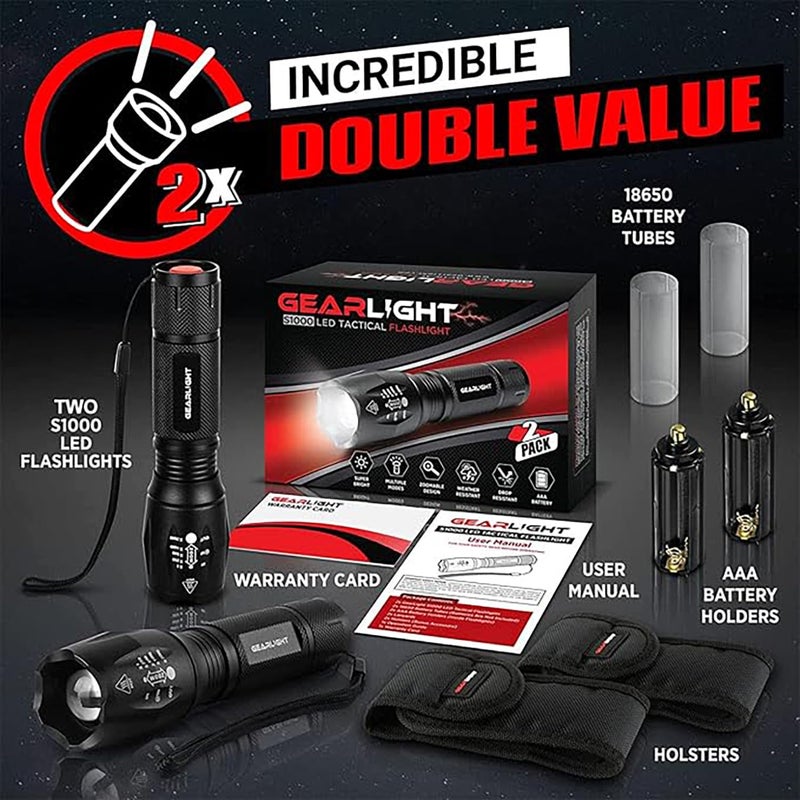 GearLight LED Flashlight High Lumens - Super Bright, Powerful, Mid-Size Tactical Flashlight for Camping,Outdoor Activity & Emergency Use - Image 2
