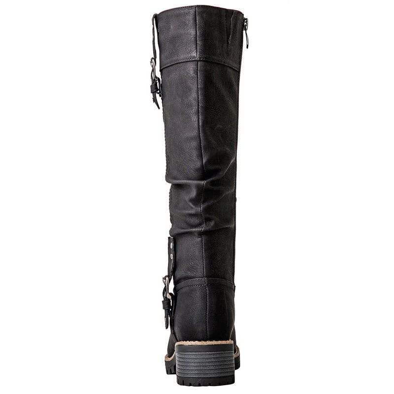 GLOBALWIN Women's Black Knee High Riding Boots For Women Chunky Low Heel Size 7M - Image 5