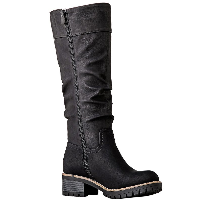 GLOBALWIN Women's Black Knee High Riding Boots For Women Chunky Low Heel Size 7M - Image 3