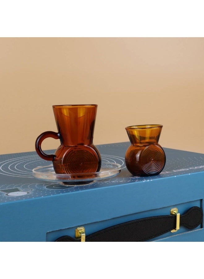 Raz 18 Pieces Solis Glass Tea & Coffee Cups Set | Elegant Arabic Tea Glasses | Luxury Gift Box - Image 4