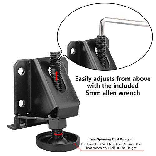 Anwenk Leveling Feet Heavy Duty Furniture Levelers Adjustable Table Leg Leveler w/Lock Nuts for Furniture,Table, Cabinets, Workbench,Shelving Units and More,Black (Heavy Duty Furniture Levelers Black 4P) - Image 3