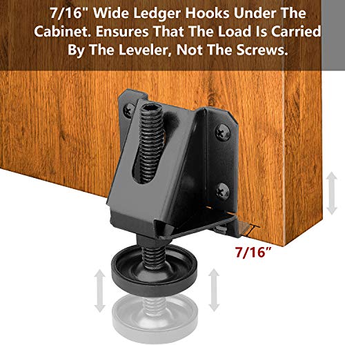 Anwenk Leveling Feet Heavy Duty Furniture Levelers Adjustable Table Leg Leveler w/Lock Nuts for Furniture,Table, Cabinets, Workbench,Shelving Units and More,Black (Heavy Duty Furniture Levelers Black 4P) - Image 2