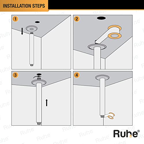 Ruhe® Premium Grade Stainless Steel 8 Inches Ceiling Round Shower Arm (Chrome Finish) - Image 4
