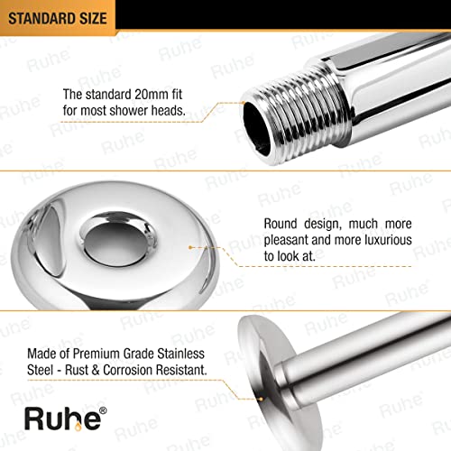 Ruhe® Premium Grade Stainless Steel 8 Inches Ceiling Round Shower Arm (Chrome Finish) - Image 3
