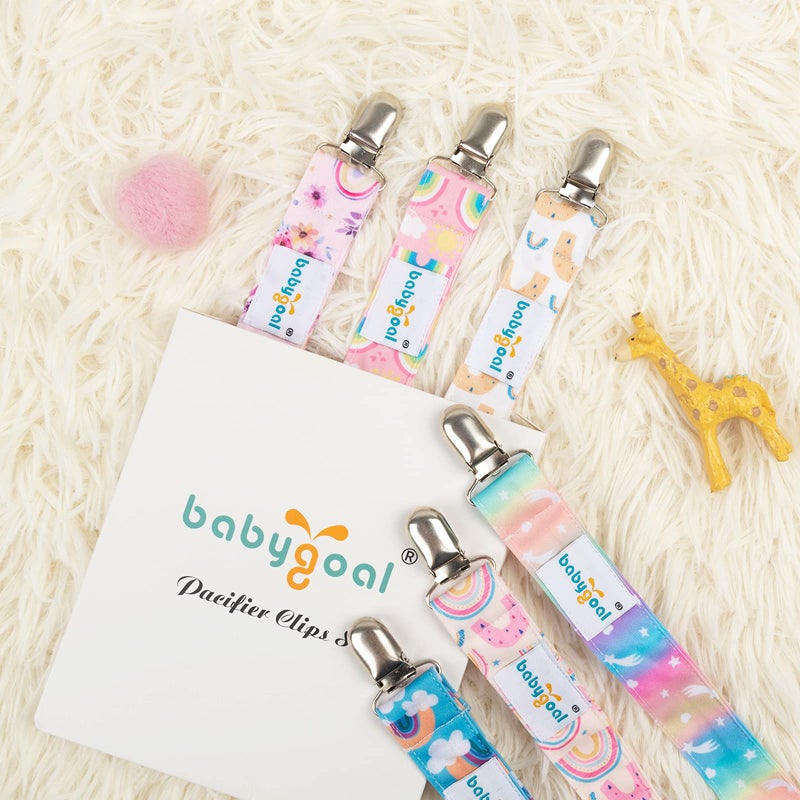 Babygoal Rainbow Pacifier Clips, 6 Pack Pacifier Holder for Boys and Girls Fits for Most Pacifier Styles & Baby Toys and Baby Gift 6MP26-B - Image 2