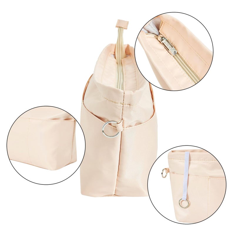 Vercord Premium Nylon Purse Organizer Tote Handbag Insert Organizers Bag in Bag Zipper 13 Pockets Beige Medium - Image 3
