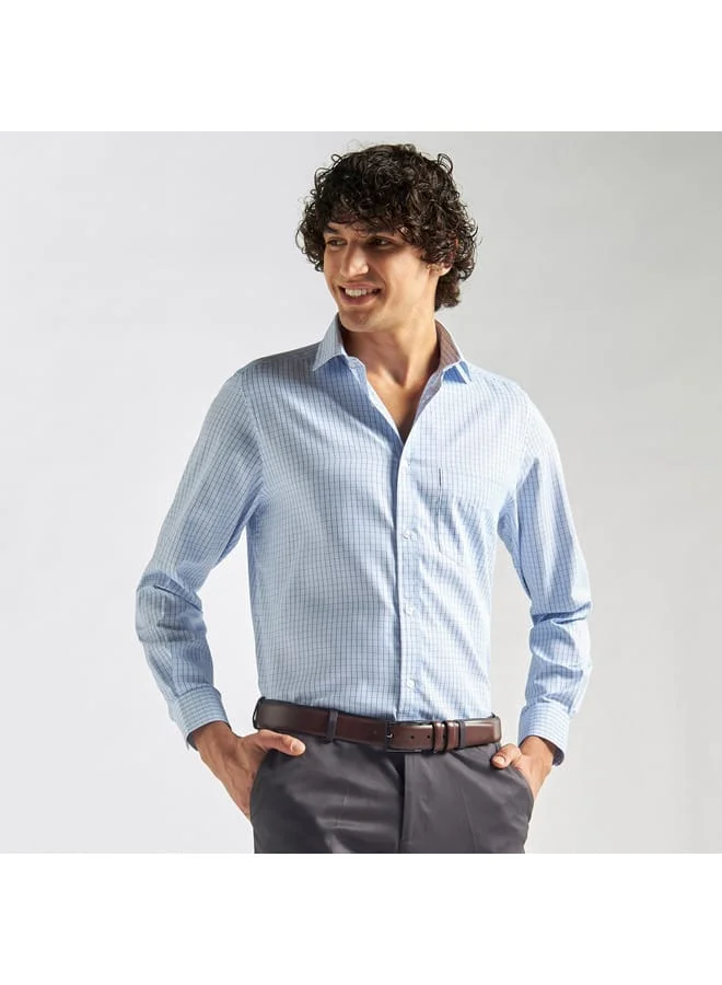 Splash FAV Checked Shirt with Chest Pocket and Long Sleeves