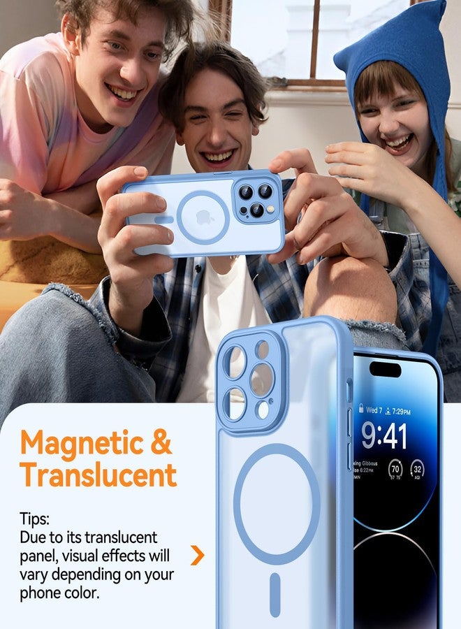 كانشن جراب CANSHN المغناطيسي المتوافق مع iPhone 14 Pro (6.1 بوصة)، مُحسّن [حماية كاملة للكاميرا] [متوافق مع MagSafe] [شفاف غير لامع] غطاء حماية للهاتف مقاوم للصدمات - أزرق فاتح - Image 3
