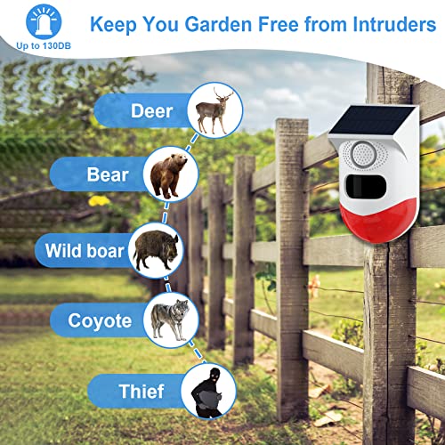 ChunHee Solar Motion Sensor Outdoor Alarm,Adjustable Sensitivity Motion Activated Alarm,129db Sound Security Siren Light IP67 Waterproof and 4 Mode for Home,Farm,Barn,Villa,Yard(2 Pack) - Image 2