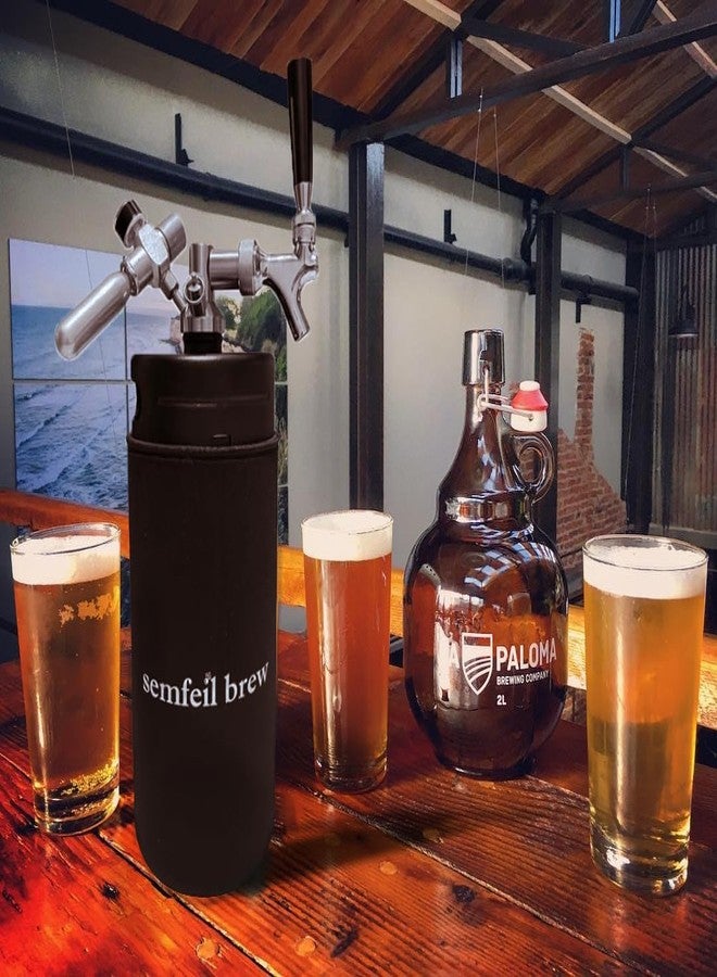 semfeil brew 128oz Mini Keg Growler Carbonated Beer Growler Tap System 304 Stainless Steel Pressurized Draft Beer Dispenser System, Portable Home Beer Dispenser System Craft Beer Keg Gift for Men Beer Lovers - Image 2