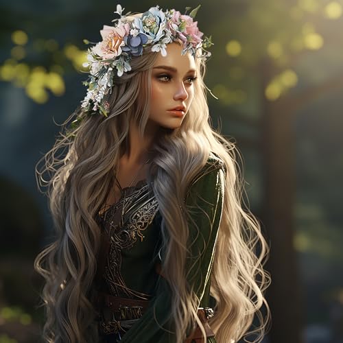 Vivivalue Women Floral Crown Adjustable Flower Headband Hair Wreath Floral Headpiece Halo Boho with Ribbon Wedding Party Photos - Image 5