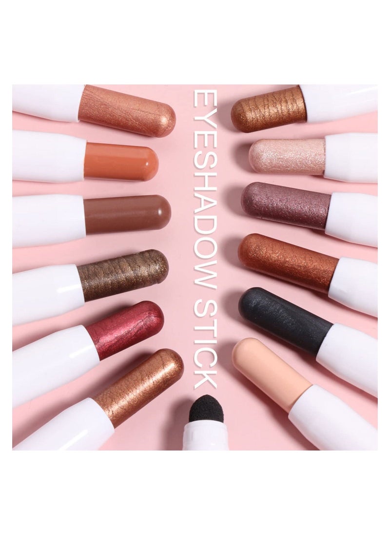 Generic 12 Pcs Eyeshadow Stick Soft Creamy Matte Shimmer Eye Shadow Pencil Crayon Highlighting mented Shiny Eyeshadow Pencil Waterproof Classy Shimmer Eye Shadow Sticks Sets - Image 4