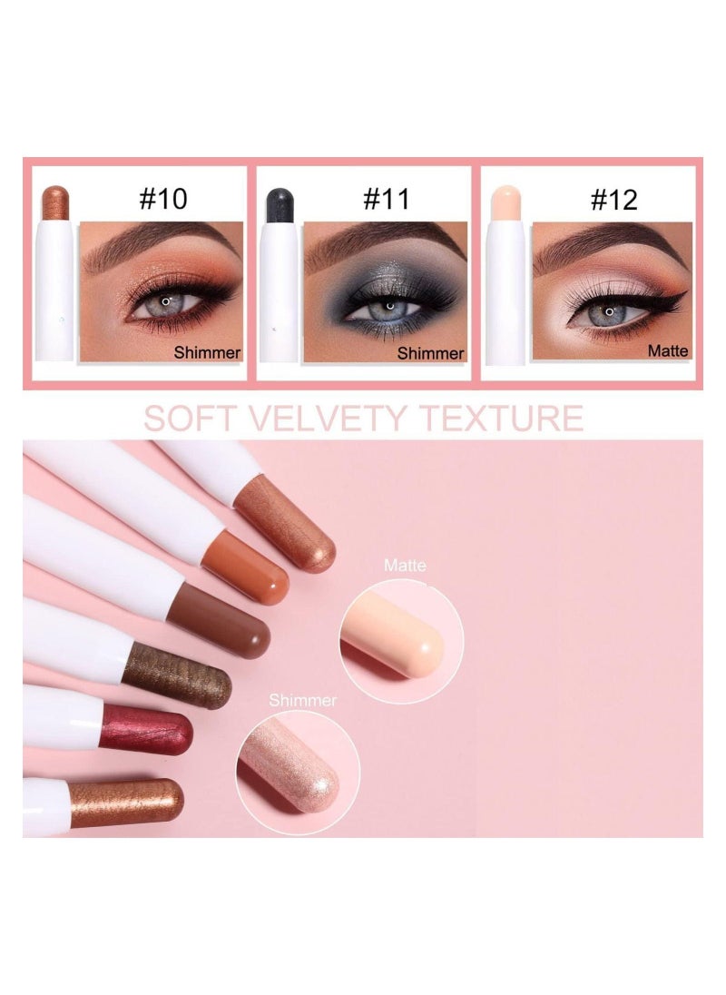 Generic 12 Pcs Eyeshadow Stick Soft Creamy Matte Shimmer Eye Shadow Pencil Crayon Highlighting mented Shiny Eyeshadow Pencil Waterproof Classy Shimmer Eye Shadow Sticks Sets - Image 3