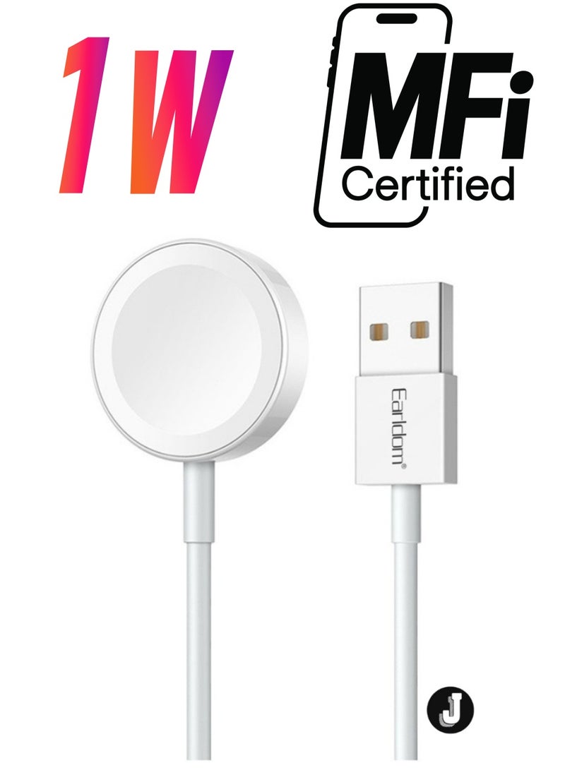 JAJEEK ET-WC21 Wireless Charging Cable for Apple Watch - 5V/0.35A, 1m Length, White (Model 40236) - Convenient Charging Solution - Image 1
