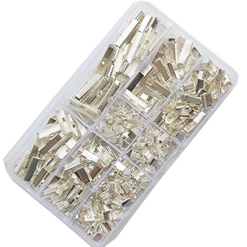 Chenkou Craft 7sizes Loose Beads Ribbon Clamps End Jewelry Marking (Silver) - Image 2