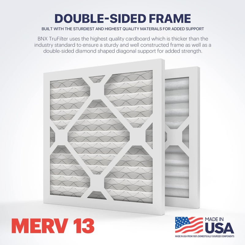 BNX TruFilter 20x24x1 Air Filter MERV 13 (6-Pack) - MADE IN USA - Electrostatic Pleated Air Conditioner HVAC AC Furnace Filters for Allergies, Pollen, Mold, Bacteria, Smoke, Allergen, MPR 1900 FPR 10 - Image 3