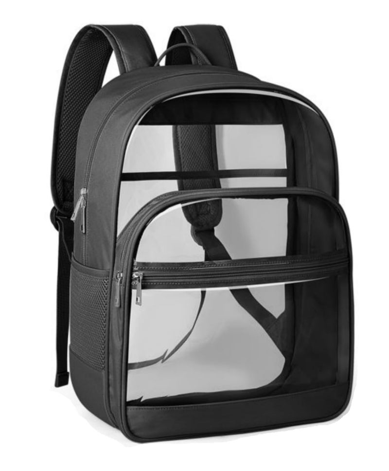 KIMNERPU Clear Backpack, Heavy Duty Transparent Bookbag for School, Fabric & PVC Transparent Backpack with Reinforced Strap for Women Men, Capacity Clear Bag for College, Travel, Security, Black - Image 1