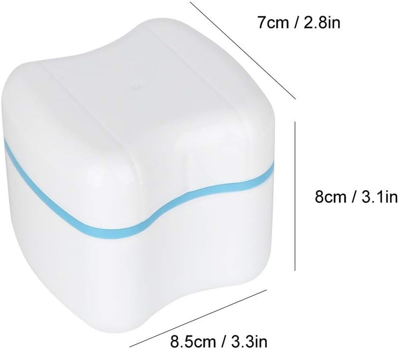 klarako Denture Bath Case False Teeth Storage Box Container with Basket Net Container Holder for Travel, Retainer Cleaning(Light Blue) - Image 3