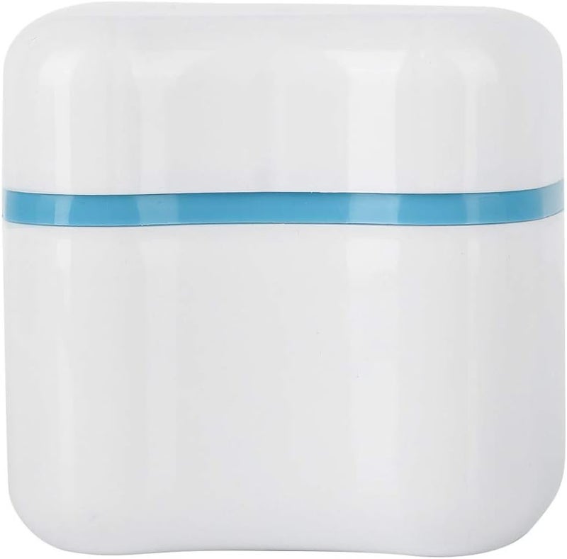 klarako Denture Bath Case False Teeth Storage Box Container with Basket Net Container Holder for Travel, Retainer Cleaning(Light Blue) - Image 1