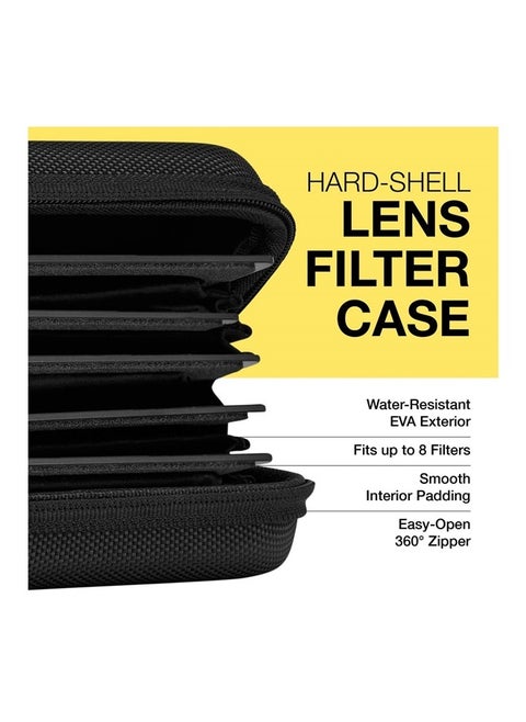 Hard Shell Camera Filter Case - Lens Filter Case for 8 Filters - Protective Photography Filters Case Organizer with Inner Padded Design - Small Holder for Multiple 58mm 67mm 72mm 77mm 82mm 95mm