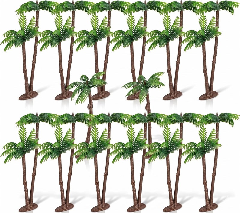 WINOMO 12Pcs Small Palm Tree Decor Mini Landscape Tree Miniature Faux Plants Fake Train Tree Palm Tree centerpieces for Tables Simulation Tree Hawaii Ornament Indoor Plant Tree Seaside - Image 1