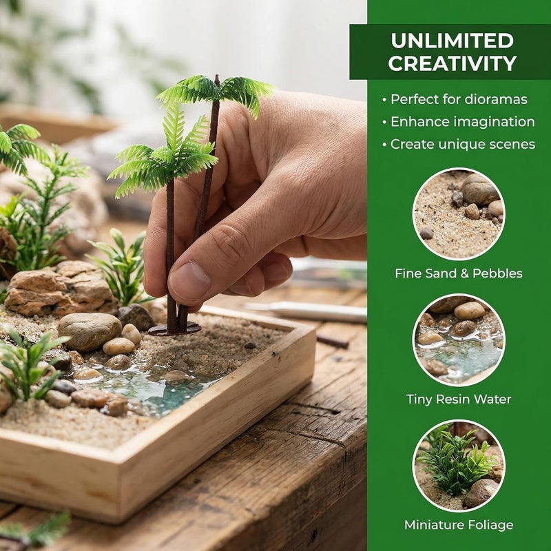 WINOMO 12Pcs Small Palm Tree Decor Mini Landscape Tree Miniature Faux Plants Fake Train Tree Palm Tree centerpieces for Tables Simulation Tree Hawaii Ornament Indoor Plant Tree Seaside - Image 3