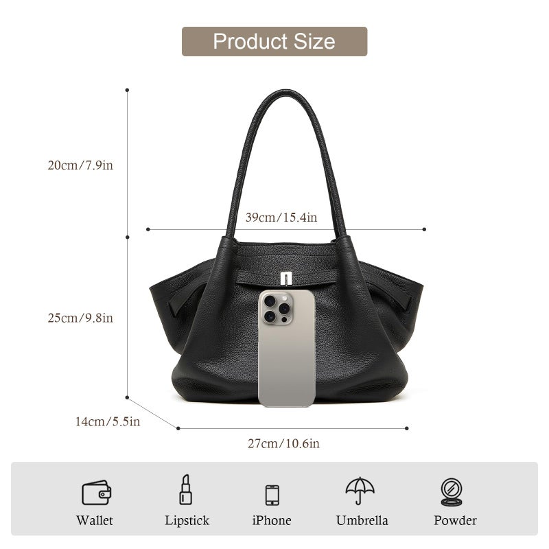 MoreFarther Leather Tote Bag for Women, Spacious Work Tote with Magnetic Closure Pocket, Minimalist Office Bag(Beige) - Image 3