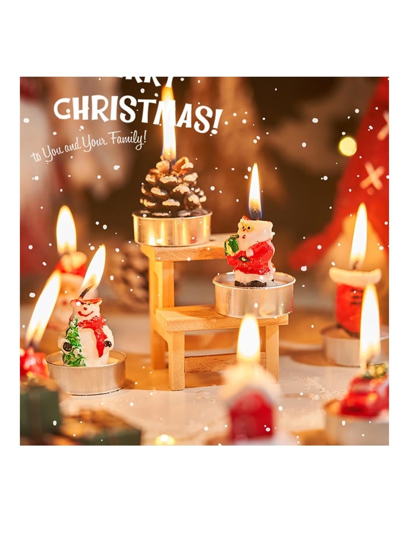 Christmas Candles Smokeless Christmas Tea Lights Christmas Decoration Tealights Including Xmas Tree, Santa Claus, Snowman, House and Pinecones Shaped Candles (Christmas Tree) - Image 3