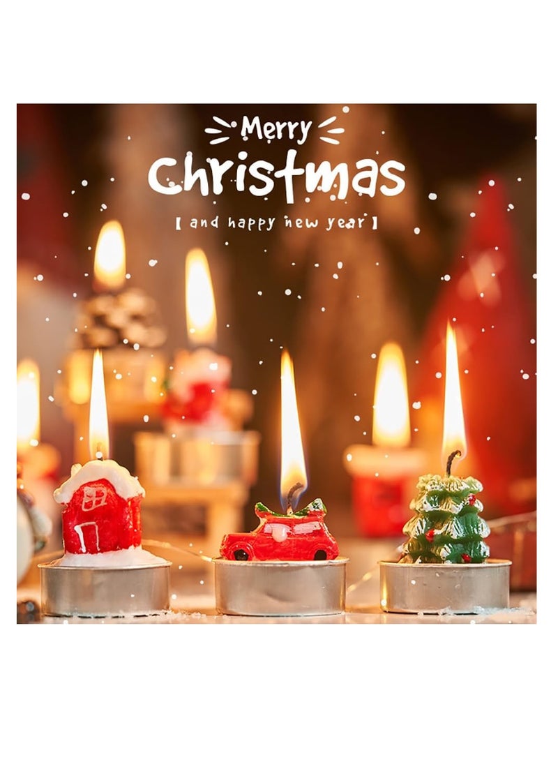 Christmas Candles Smokeless Christmas Tea Lights Christmas Decoration Tealights Including Xmas Tree, Santa Claus, Snowman, House and Pinecones Shaped Candles (Christmas Tree) - Image 4