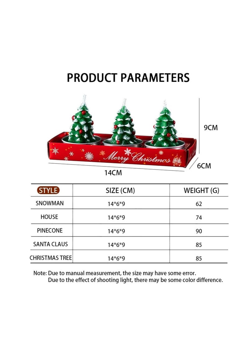 Christmas Candles Smokeless Christmas Tea Lights Christmas Decoration Tealights Including Xmas Tree, Santa Claus, Snowman, House and Pinecones Shaped Candles (Christmas Tree) - Image 2
