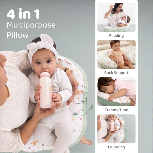 haus & kinder Baby Feeding Pillow for New Born Baby, Breastfeeding & Nursing Pillow with Removable Cover, Infant Support Cushion for 0–24 Months, Tummy Time Pillow (Whimsical Woodland) - Image 3