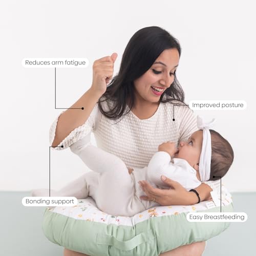 haus & kinder Baby Feeding Pillow for New Born Baby, Breastfeeding & Nursing Pillow with Removable Cover, Infant Support Cushion for 0–24 Months, Tummy Time Pillow (Whimsical Woodland) - Image 4
