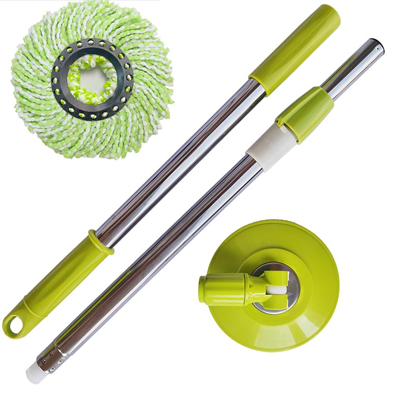 Spin Mop Replacement Handle 476inch 360 Degrees Rotating Telescopic Replacement Mop Stick with Robust Reinforced Plastic Disc for Spin Mop Bucket Cleaning System Plastic DiscGreen - Image 2