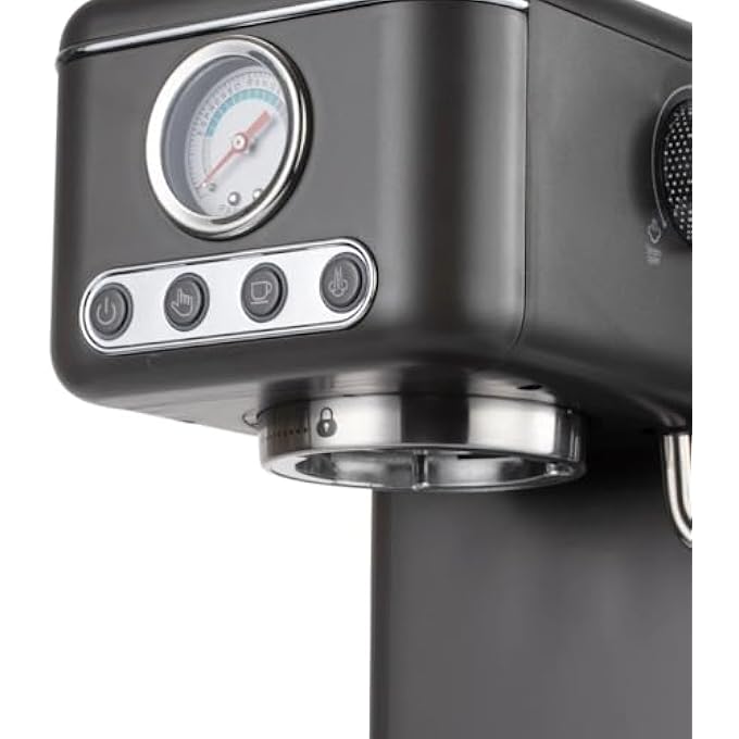 آر إيه أف ماكينة صنع قهوة إيطالية نصف أوتوماتيكية بقوة 1300 واط وصانعة إسبرسو وخزان مياه سعة 12 لترًا وخافق حليب وعصا بخار ومقياس ضغط ونظام غلاية مزدوج وماكينة صنع قهوة منزلية سهلة التنظيف - Image 4