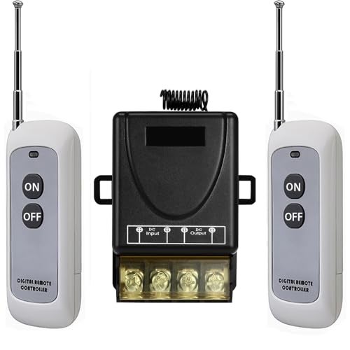 QOFOWIN DC 12V Remote Control Switch,Wireless rf Low Voltage 12V/24V/10A/20A/30A Remote Relay Switch with 984FT Long Range for Motor, Fan,lamp,Lights,Anti-Theft Alarms, Roller Lind Door, - Image 1
