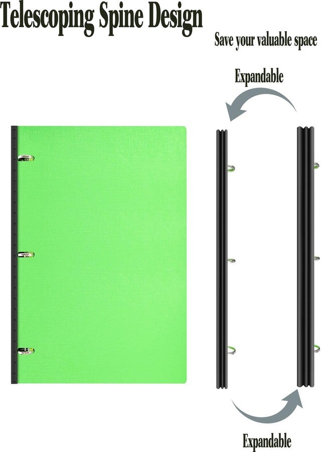 INFUN Telescoping 3 Ring Binder, Portable Plastic Binder with Telescoping Spine, 3 Ring Binder with Foldable Front Cover Holds 8.5" x 11" Paper for School,Office and Homes-Green - Image 2