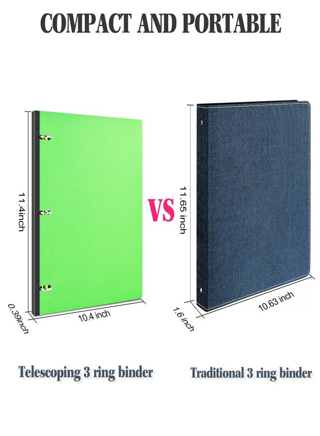 INFUN Telescoping 3 Ring Binder, Portable Plastic Binder with Telescoping Spine, 3 Ring Binder with Foldable Front Cover Holds 8.5" x 11" Paper for School,Office and Homes-Green - Image 3