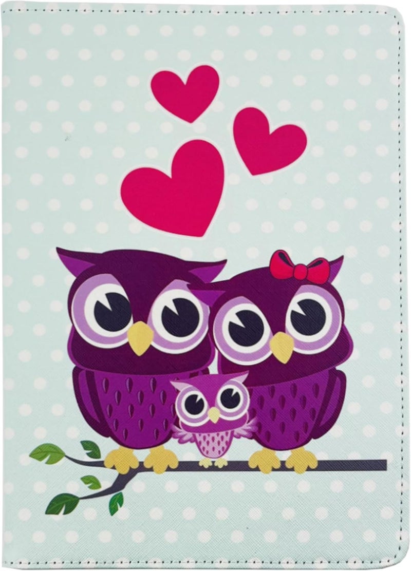 EKAM Universal Stand Folio Case Cover for All 8" Tablets (Fire HD 8, Lenovo Tab M8 8 inch, iPad Mini 5/4/3/2/1,iPad mini 6), PU Leather case Fit for all 8inch tablets (Family Owl) - Image 2