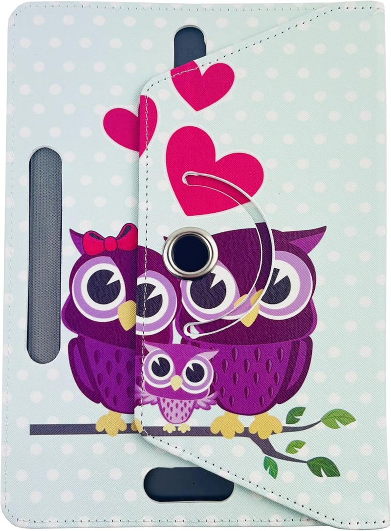 EKAM Universal Stand Folio Case Cover for All 8" Tablets (Fire HD 8, Lenovo Tab M8 8 inch, iPad Mini 5/4/3/2/1,iPad mini 6), PU Leather case Fit for all 8inch tablets (Family Owl) - Image 3