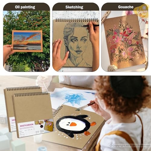 Lakeer Kraft Sketchbook - 8x8 inch|250 GSM-25 Sheets, for Sketching, Drawing, Panting, etc - Image 5