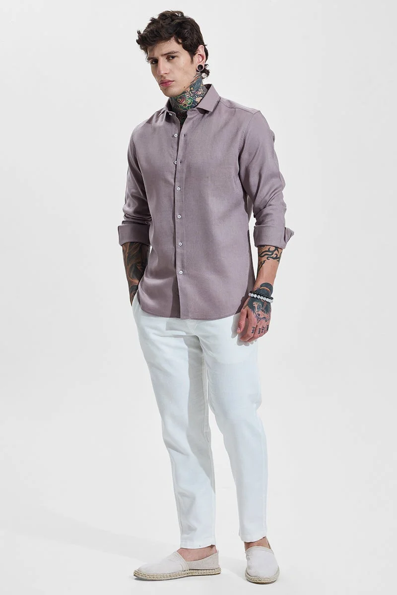 SNITCH Mauve Solid Linen Blend Shirt