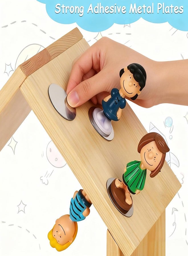 Exttlliy for Tonies Shelf Magnetic - for Tonies Figure Organizer Kids Room, Wooden Display Shelf for Tonies Box Holder, Wall Floating Shelves Toy Storage, House Shape Set of 2 with 38Pcs Adhesive Metal Plate - Image 4