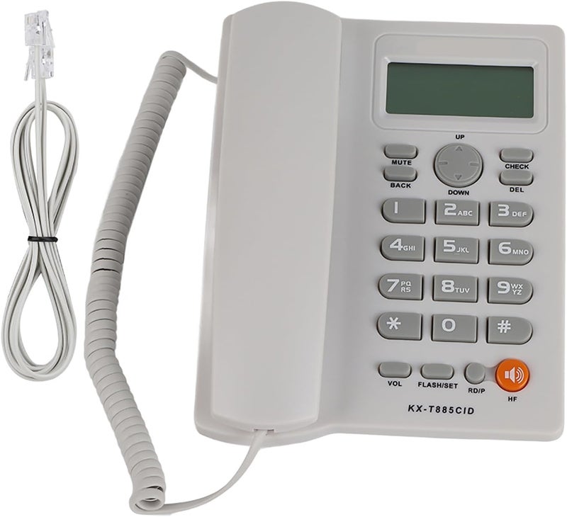 Caller ID Home Office Hotel Telephone with Clear Sound and Mute Function, Handsfree Calling Wired Phone, English (White) - Image 4